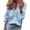 AA-Light Blue Blouses, variant on Women's Casual Solid Color Ruffle Collar Long Sleeve Ruffle Shirt Blouse V Neck Bishop Sleeve Button Down Shirt Tops