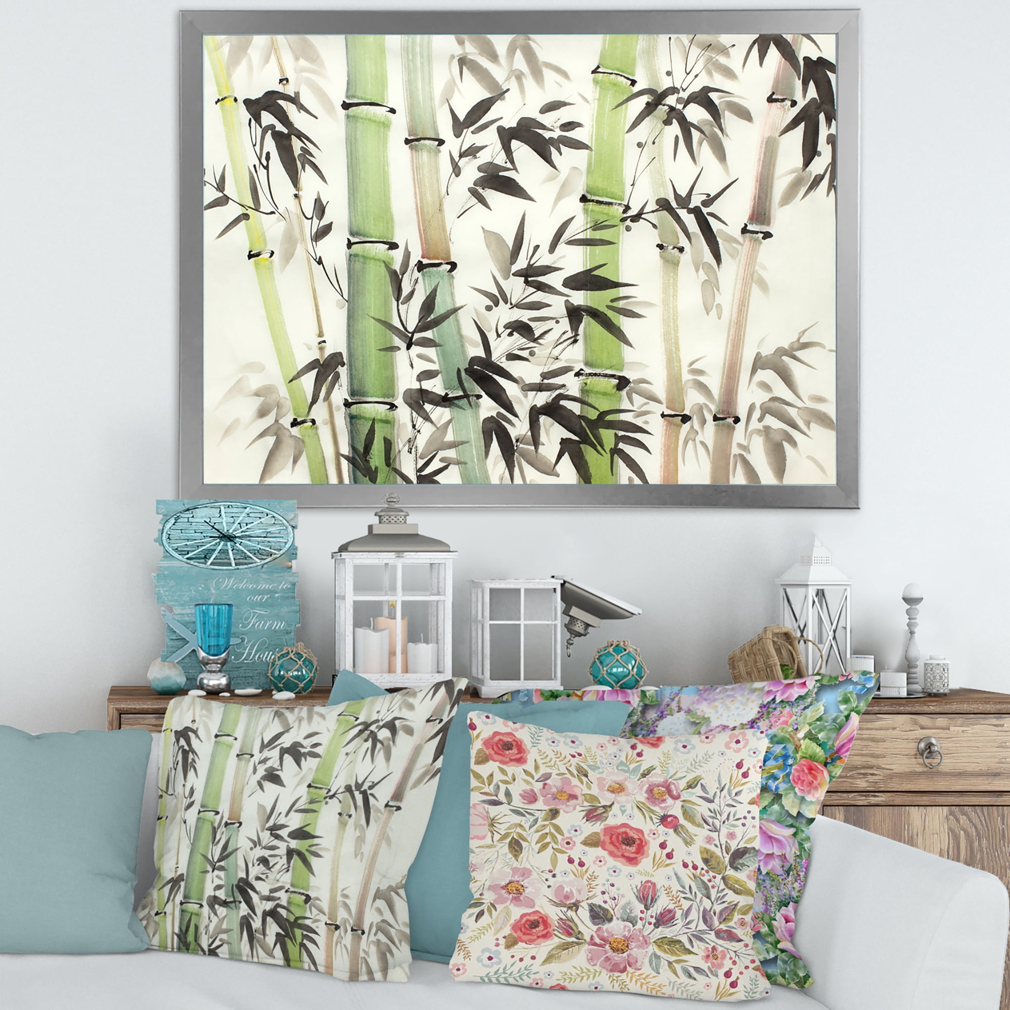 Designart 'The Forest of Bamboo Branches II' Lake House Framed Art Print