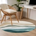 thumbnail image 5 of Abstract Wave Effect Round Area Rugs 3 ft, Watercolor Blue Stripes Washable Small Area Rug with Non-Slip Sturdy Edge Binding Round Front Door Mat Floor Carpet for Entryway, 5 of 9