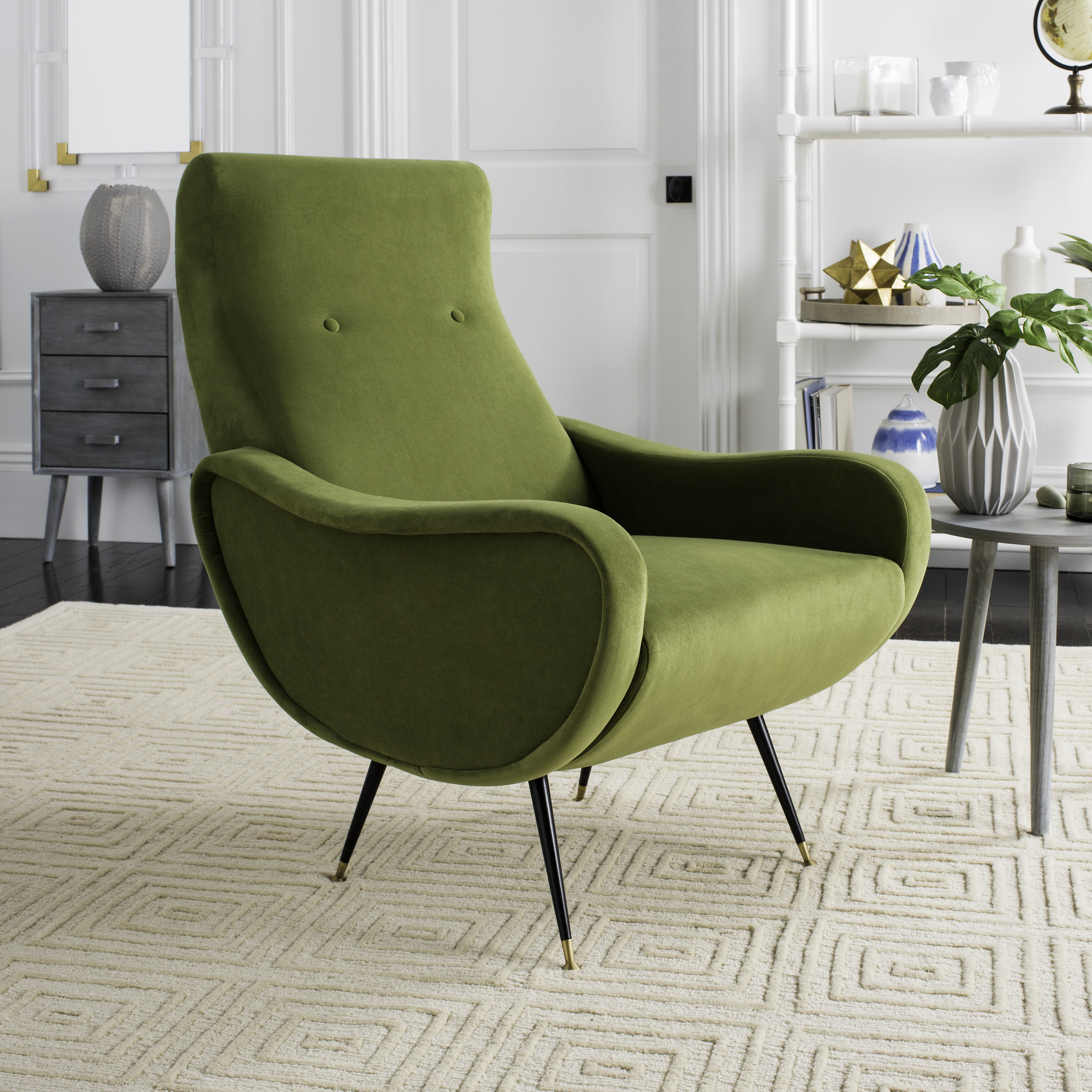 Safavieh Elicia MidCentury Glam Retro Velvet Accent Chair