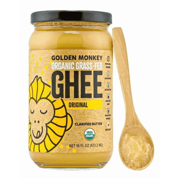 Sri Sri Tattva Golden Monkey Ghee Organic Grass-Fed Clarified Butter, Original, 16 fl oz