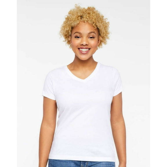 LAT Women's V-Neck Fine Jersey Tee