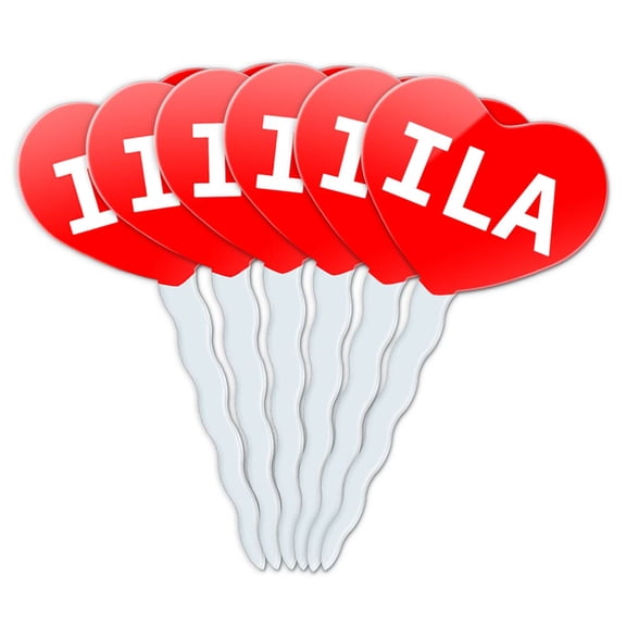 Ila Heart Love Cupcake Picks Toppers - Set of 6