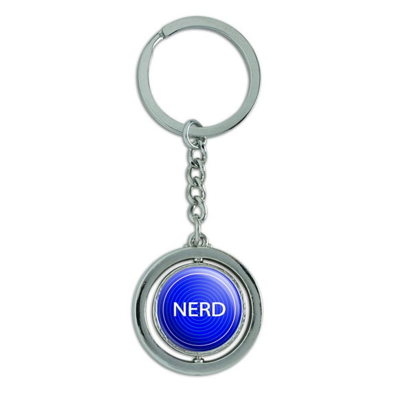 Nerd Geek Nerdy Spinning Circle Metal Keychain
