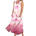 thumbnail image 2 of ICHUANYI Clearance Womens Summer Casual Round Neck Beach Pockets Sleeveless Printed Dress(Pink, XXL) ICHUANYI WER2023080811651, 2 of 4