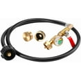 thumbnail image 3 of Propane Refill Adapter Hose with Gauge, 4FT/48'' Propane Tank Refill Adapter Extension Hose for 1LB Propane Gas Tanks with ON/Off Control Valve, 2X 1lb Propane Bottle Caps Included, 3 of 10
