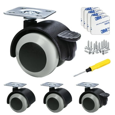 4Pcs 1.5 inch Plate Casters Wheels, Replacement for Trolley Furniture Office Chair Caster Wheels with 360 Degree Top Plate, Low Noise and Heavy Duty (Black)