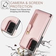 thumbnail image 2 of for Samsung Galaxy A71 5G Zipper Wallet Case, Premium Lychee Texture PU Leather Double Magnetic Clasp Flip Kickstand Credit Card Slots Shockproof Portable Metal Ring Hook Phone Case,Rosegold, 2 of 9