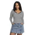 thumbnail image 3 of Mills by Millie Bobby Brown Women's Cut and Sew Henley Long Sleeve Top, Sizes XXS-XXXL, 3 of 10