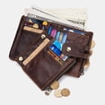 thumbnail image 4 of Ciaoed Men Genuine Leather RFID Anti-scanning Anti-Theft Zipper Wallet With Chain - Coffee, 4 of 9