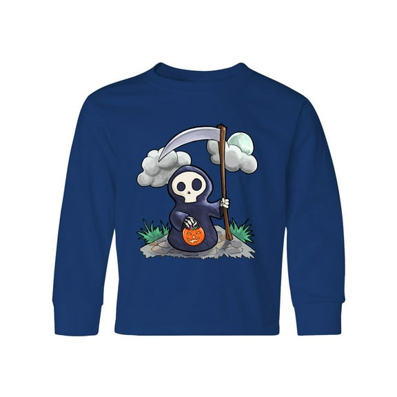 Inktastic Halloween Trick or Treating Cute Grim Reaper Long Sleeve Youth T-Shirt