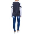 thumbnail image 5 of Women Stripe Splice Long Sleeve Crew Neck Shirt, 5 of 5