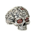 thumbnail image 2 of Red CZ Eyes 925 Sterling Silver Tang Dynasty Engraving Pattern Skull Punk Ring TA439 US Size 15, 2 of 16