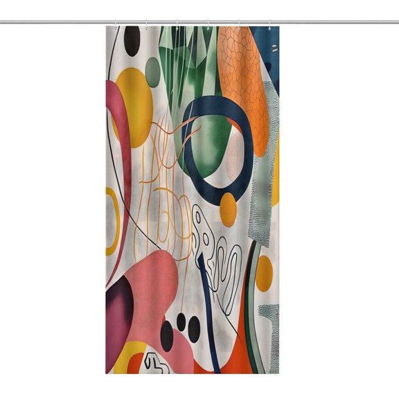 RKSupls Waterproof Shower Curtain, Mixed Shape Line Art Polyester Shower Curtain with Hooks for Chic Elegant Home Bathtub Bathroom Decor Washable