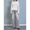 thumbnail image 4 of Camisas de Cuello Redondo para Mujer, Suéteres de Punto Ligeros de Larga, Blusas Casuales Transparentes XL, 4 of 8