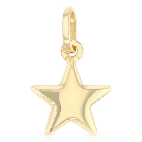 Ioka-14K Yellow Gold Plain Star Charm Pendant For Necklace or Chain