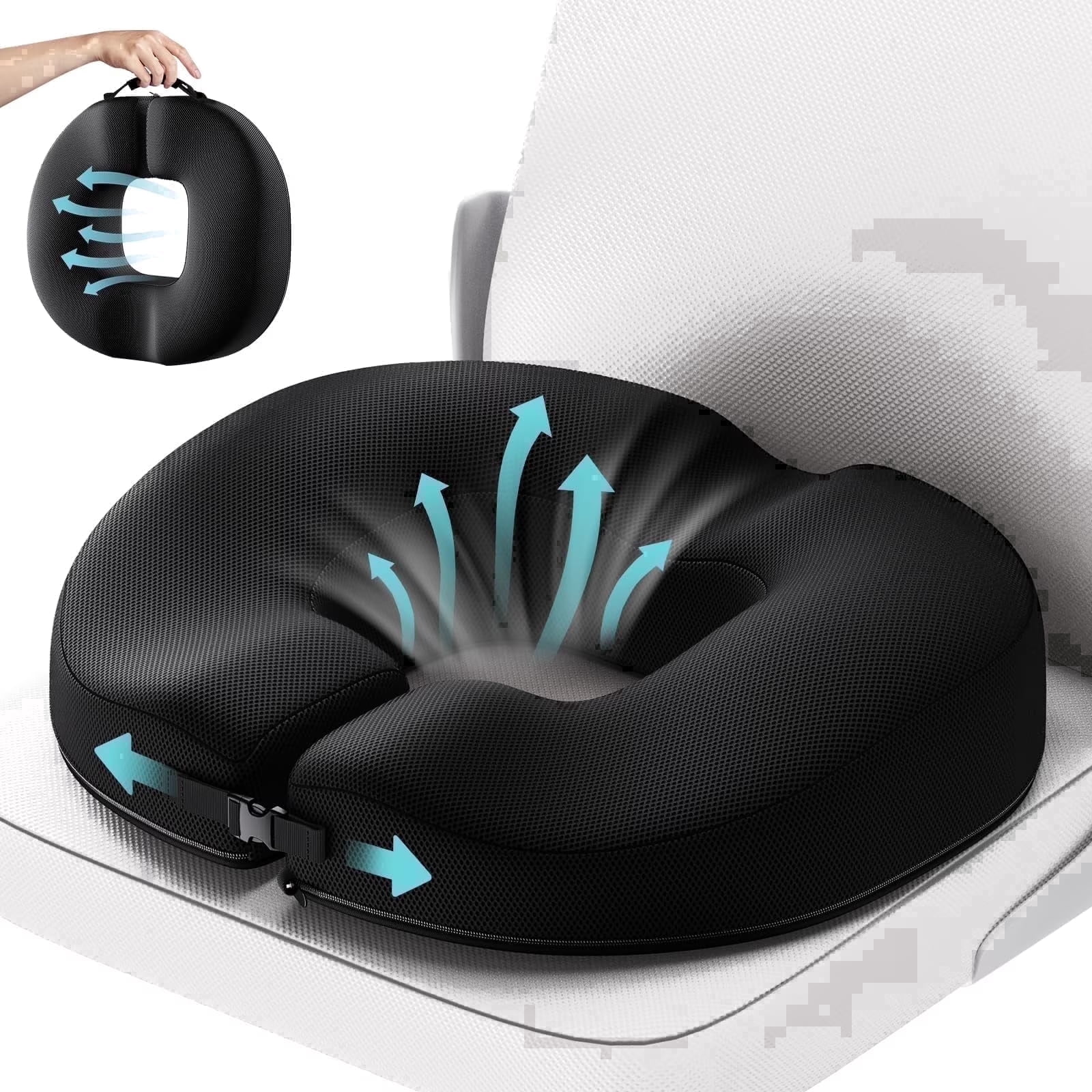 Lolsea Donut Pillow for Tailbone Pain Relief, Memory Foam Seat Cushion for Hemorrhoid, Sciatica for Home & Office.