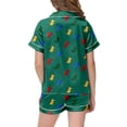 thumbnail image 4 of Teen Girls Silk Pajamas Set Dinosaur Printed Button Down Tops With Shorts 2PCS Summer Toddler Sleepwears Girls Pjs Size 12-13, 4 of 4