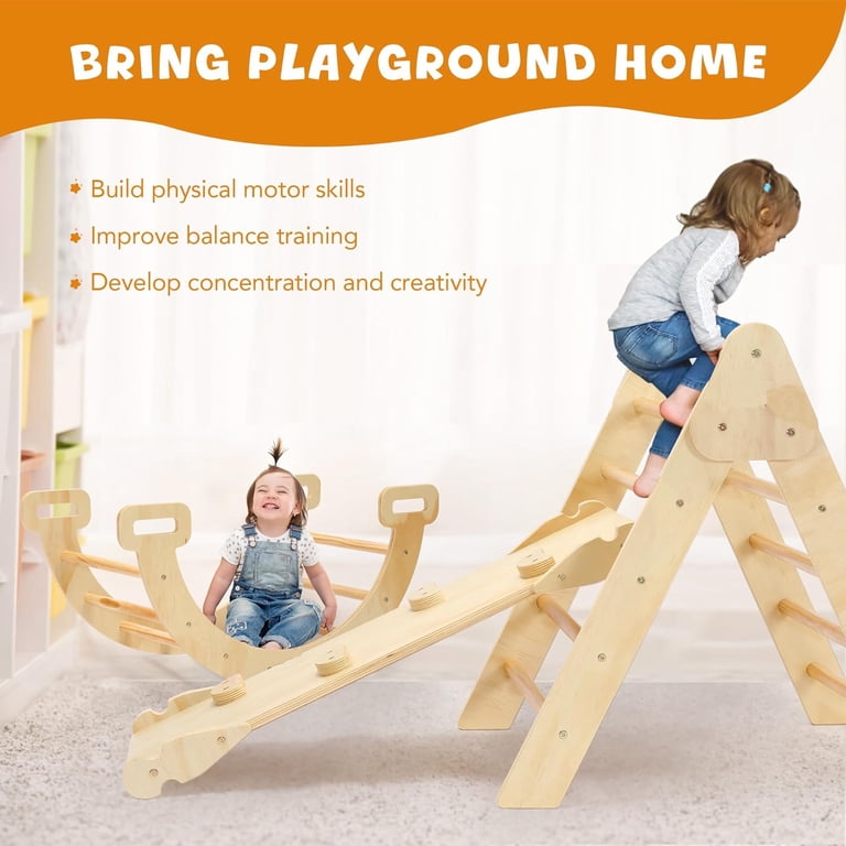 Ensemble de jouets d'escalade 5 en 1 Pikler Triangle Montessori pour tout-petits avec échelle triangulaire pliable en bois réversible pour enfants pour intérieur/extérieur Ensemble de jouets d'escalade 5 en 1 Pikler Triangle Montessori pour tout-petits avec échelle triangulaire pliable en bois réversible pour enfants pour intérieur/extérieur