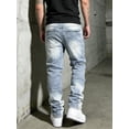 thumbnail image 5 of Reppunk Men's Vintage Light Wash Distressed Stacked Flare Jeans, Slim Bootcut Ripped Stretch Denim Pants, Business Casual Versatile Office Daily Commute Trousers, 5 of 8