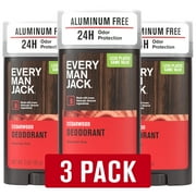 (3 pack) Every Man Jack Men's Aluminum Free Natural Deodorant for Long Lasting Odor Protection, Cedarwood, 3 Oz