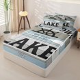thumbnail image 2 of Manfei Vintage Farmhouse Zipper Twin Comforter Sets with Fitted Sheet and 2 Pillowcases,Large Letter Zipper Bedding Set,Blue Gray,Light Gray Reversible,4pcs, 2 of 8