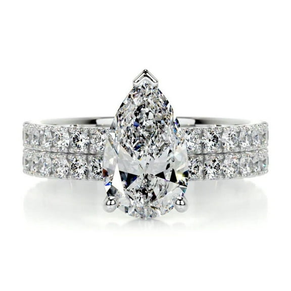 2.00 CTW Pear Cut Bridal Set Wedding Ring 10K White Gold
