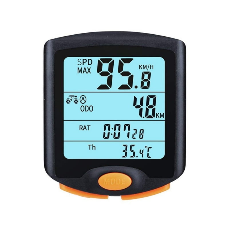 Bike Computer Speedometer Cycling Odometer Speeding Alert Stopwatch Function 4 Line Display With Backlight