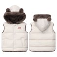 thumbnail image 3 of GYRATEDREAM Baby Boys Girls Hooded Puffer Vest Winter Lightweight Coat Sleeveless Bear Ears Zipper Up Jacket for 4-5Y White, 3 of 6