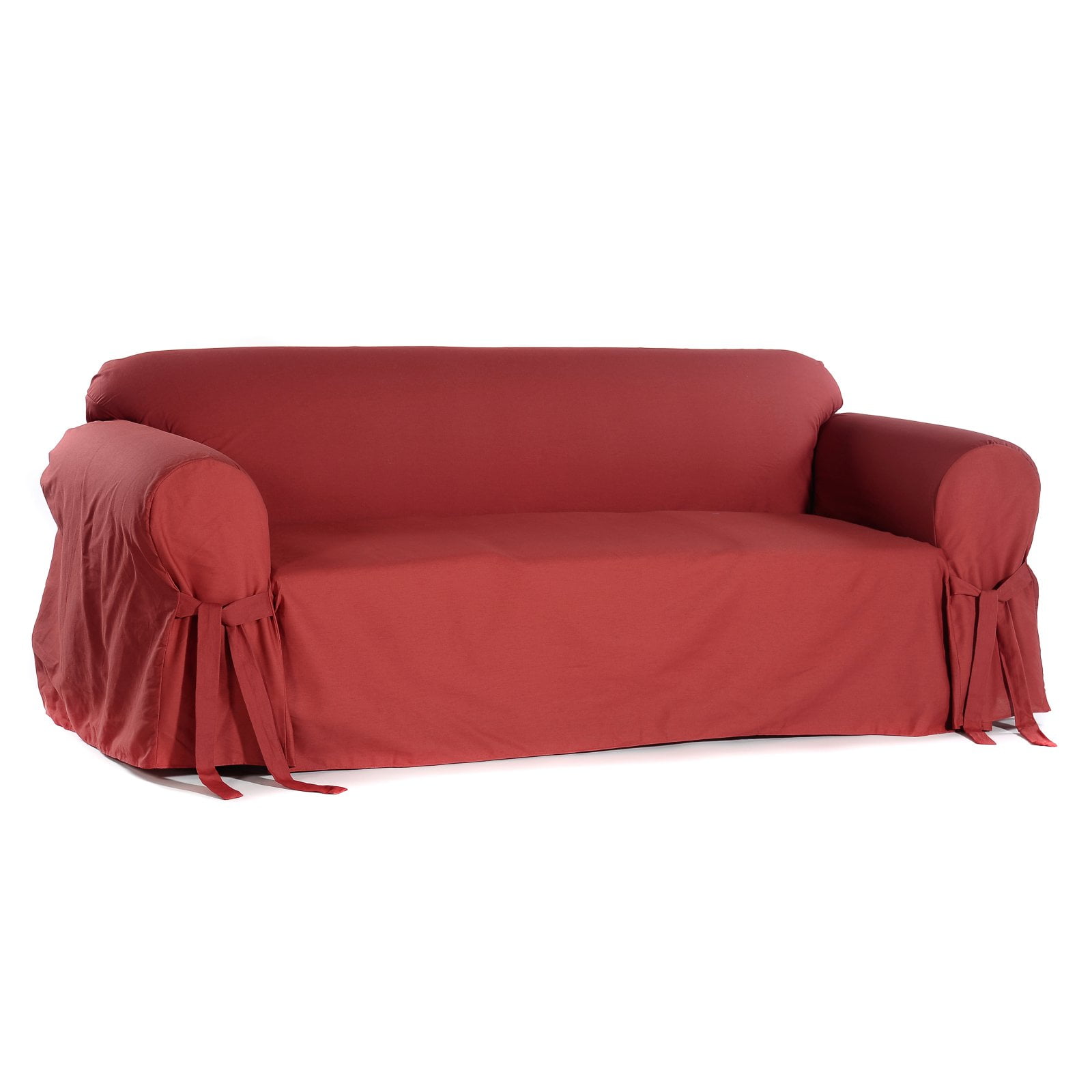 Classic Slip Covers 1Piece Cotton Sofa Slipcover With Bowties