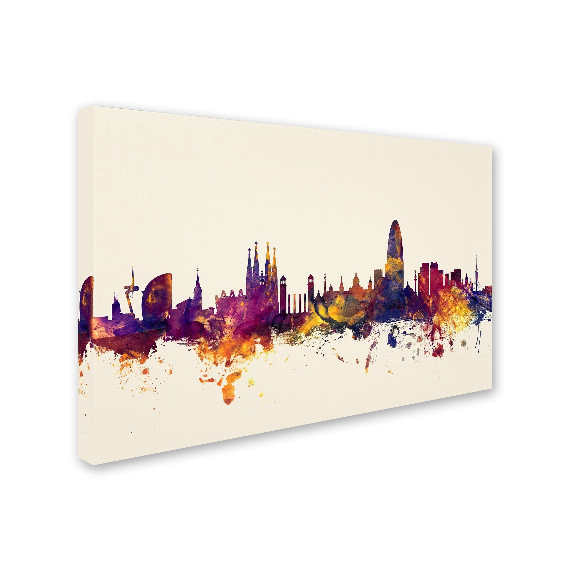 Trademark Fine Art "Barcelona Spain Skyline" Canvas Art by Michael Tompsett
