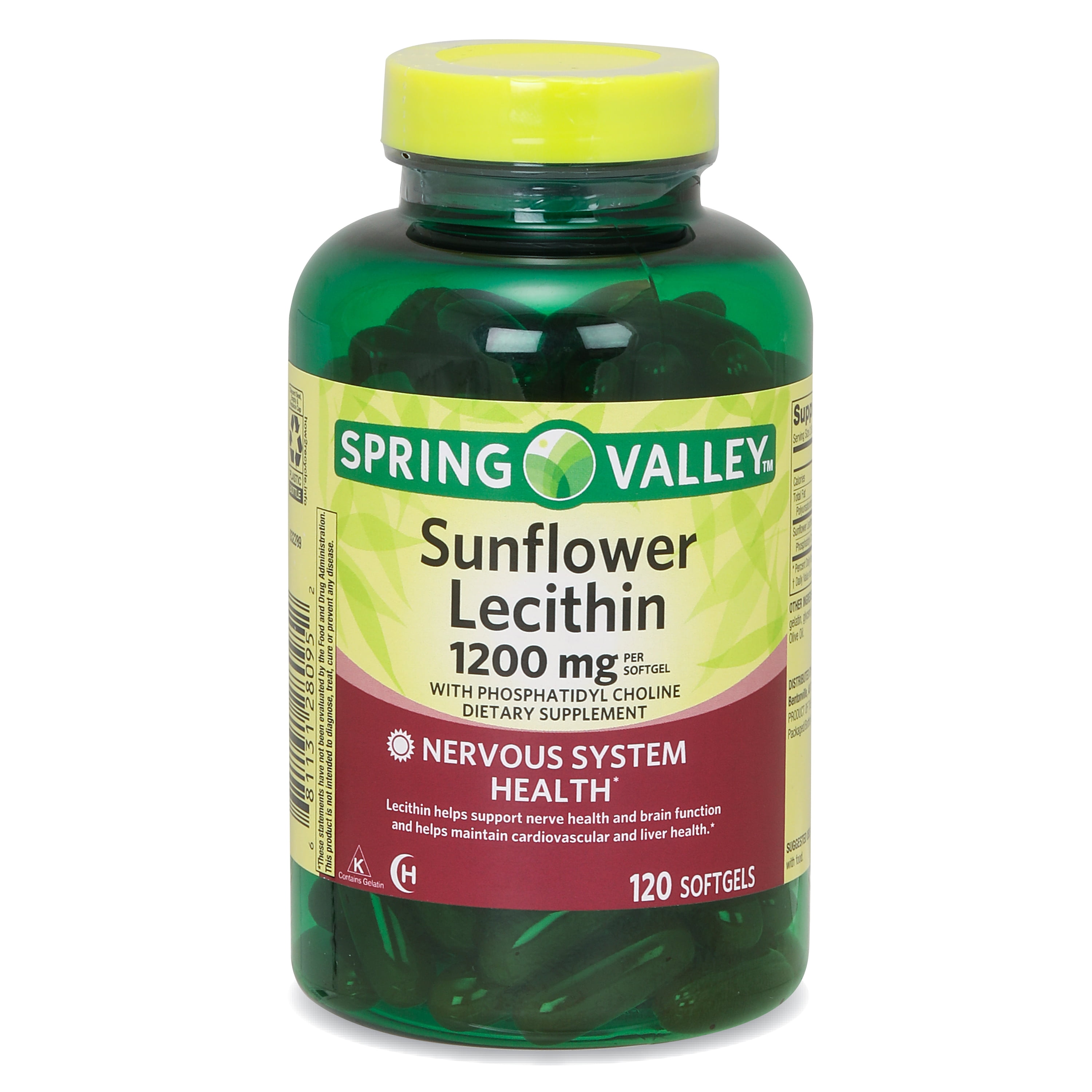 Spring Valley, Sunflower Lecithin Softgels, 1200 mg, 120 Count