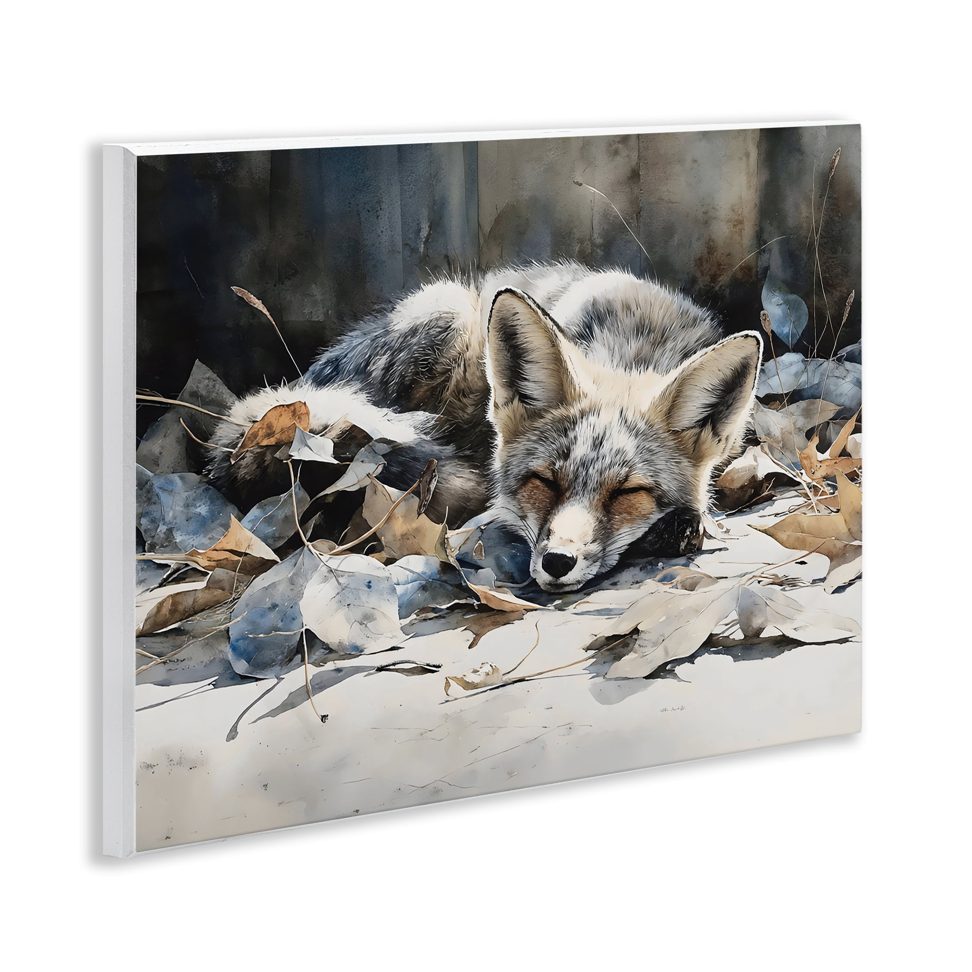 Stupell Industries Blue Fox Resting Among Leaves Wall Plaque Art, design by Franklyn Gregory