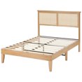 thumbnail image 4 of Bed Frame, Boho Platform Bed Frame with Natural Rattan Headboard, Adjustable RGB LED Lights, Wooden Support Legs, No Box Spring Needed, Noise-Free, Easy Assembly, 4 of 8