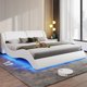 thumbnail image 2 of Bed Frame, Large with Headboard, Modern Upholstered Platform, LED Bed Frame, With LED Lights, Wavy Curve,Large Thin Platform Bed My Lux Decor Round, 2 of 8