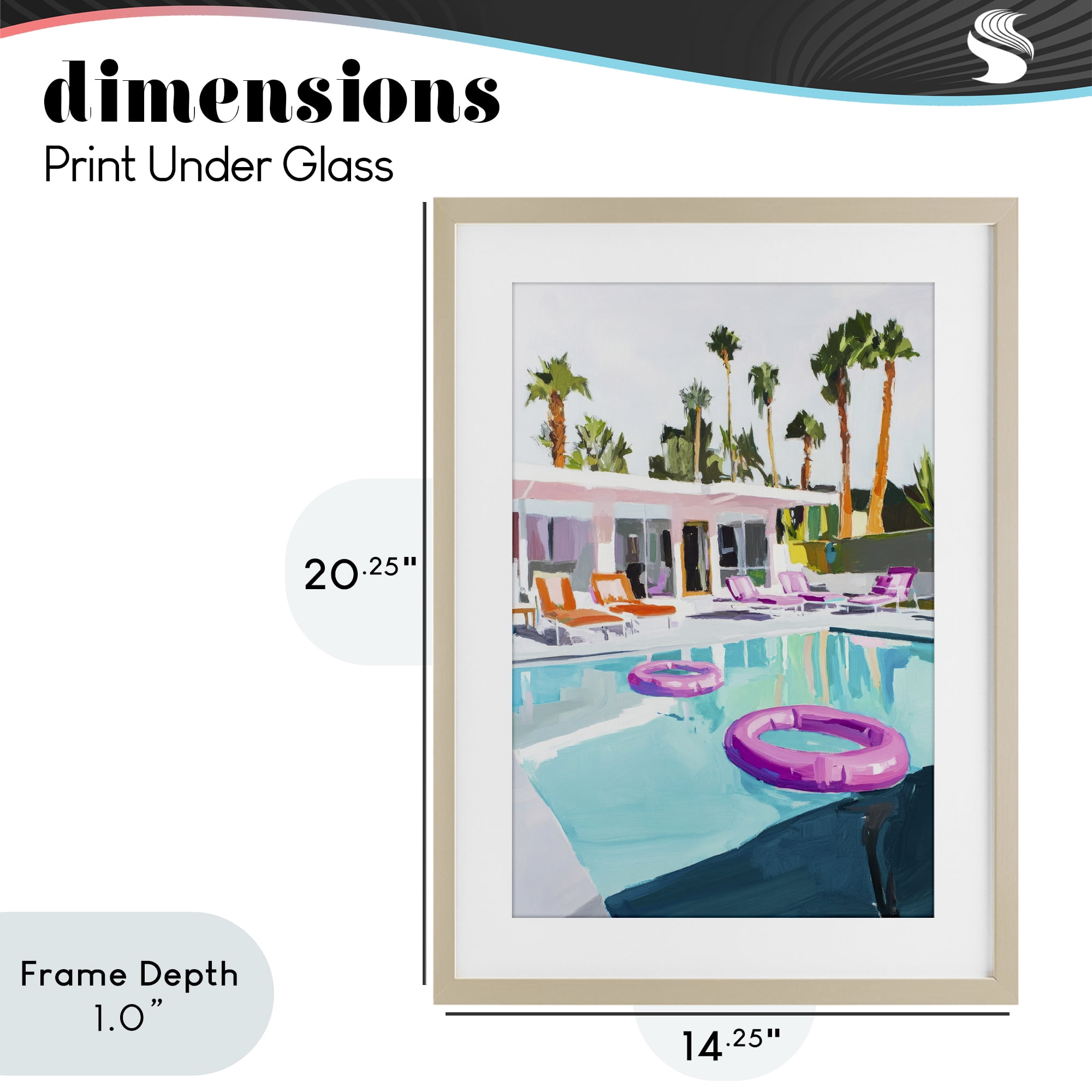 Stupell Industries Palm Springs Poolside Impression Birch Framed Print Under Glass, design by Sisi and Seb