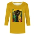 thumbnail image 4 of ibuvkizy Womens Black History Month 3/4 Sleeve T-shirts Ladies' Black Month Fashion Printed Round Neck 3/4 Sleeve T-shirt Loose Top,Yellow,S, 4 of 4