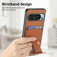 thumbnail image 3 of Case for Google Pixel 8A with Hidden Kickstand, Carbon Fiber Texture Wallet Case with Card Holder for Google Pixel 8A Magnetic Car Mount Shockproof Military Grade Protection Cover, Brown, 3 of 11