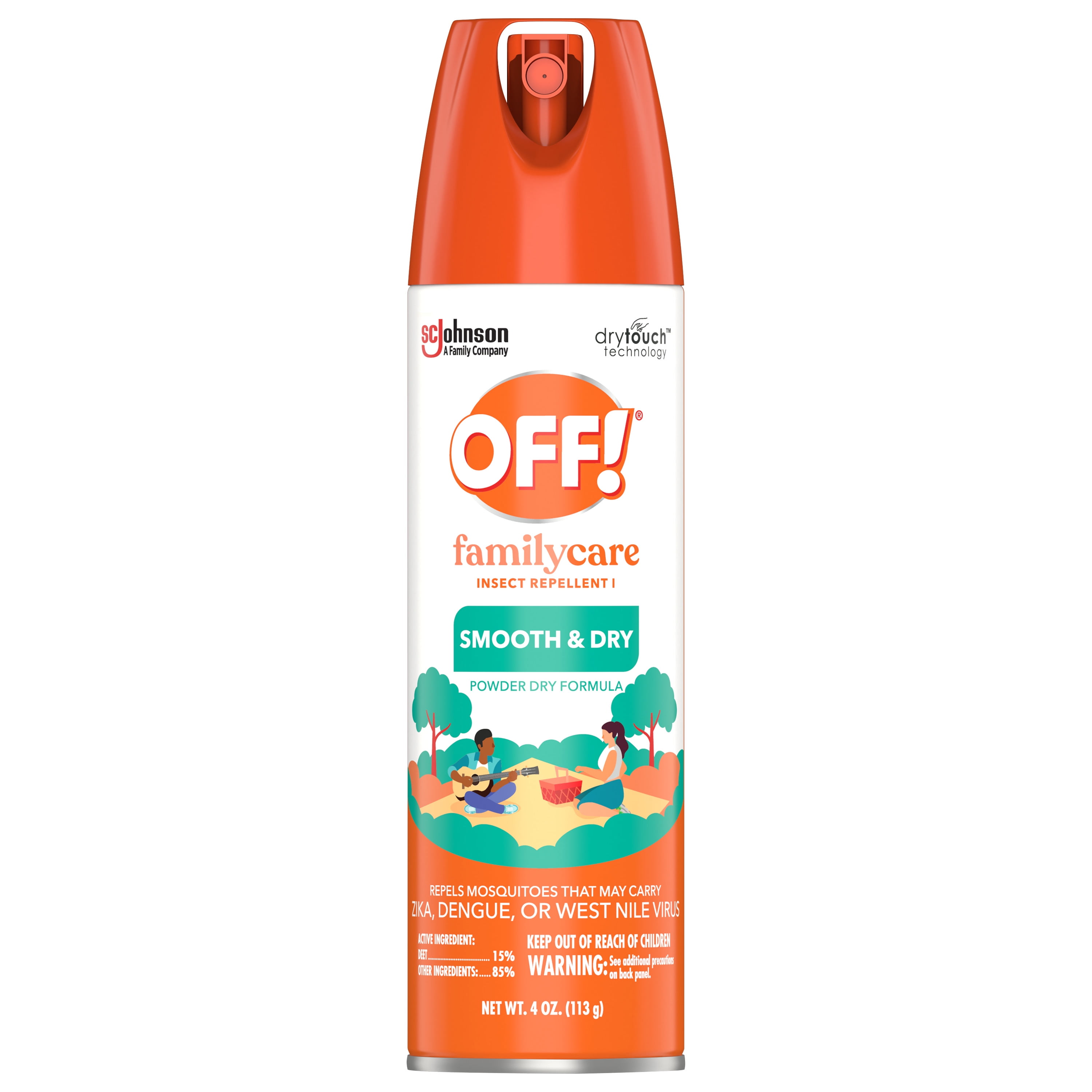 OFF! FamilyCare Insect Repellent I, Smooth & Dry Mosquito Bug Spray  Repellent, 15% DEET Formula, 4 oz