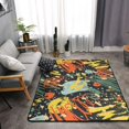 thumbnail image 2 of DouZhe Tapis de Zone Motif Graffiti Encre Éclaboussures Colorées Antidérapant Lavable en Machine, Style Tapis Paillasson, 63x48 Pouces, 2 of 6
