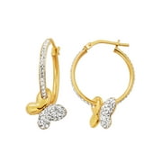 Brilliance Fine Jewelry 14K Gold Plated Dangling Crystal Butterfly Hoop Adult Female Earrings