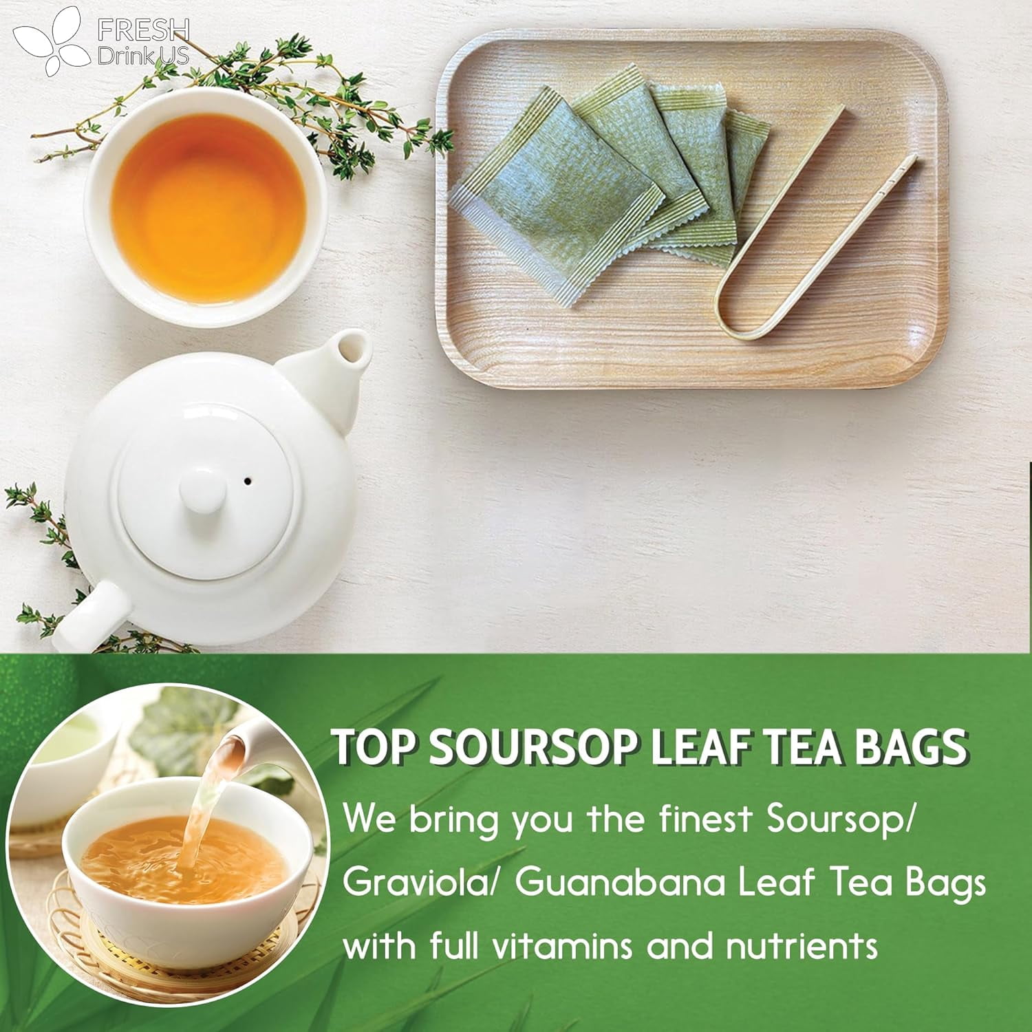 Premium 90 Soursop Graviola Leaf Tea Bags, 100% Natural and Pure from Soursop Leaves, Handmade, Made With Natural Materials-Corn Fiber Tea Bag, Sugar/ Caffeine/ Gluten Free, Hoja Guanabana Tea