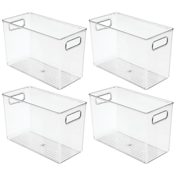 mDesign Tall Slim Rectangular Plastic Office Supplies Storage Organizer Bin with Carrying Handles for Pads, Pens, Pencils, Dry Erase Markers, ...