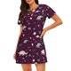 thumbnail image 1 of Fotbe Space Dinosaur Bata de Dormir para Mujer con Estampado, Camisón de Algodón de Manga Corta, Ropa de Dormir Casual, 1 of 6