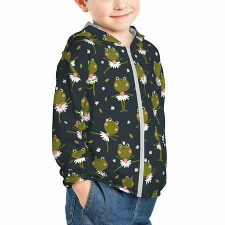 

Uemuo Ballerina Frogs Pattern Rash Guard for Boys Girls Long Sleeve Swim Shirts UPF 50+ UV Sun Protection Hooded Fishing Shirt with Pocket for Kid-3 Years