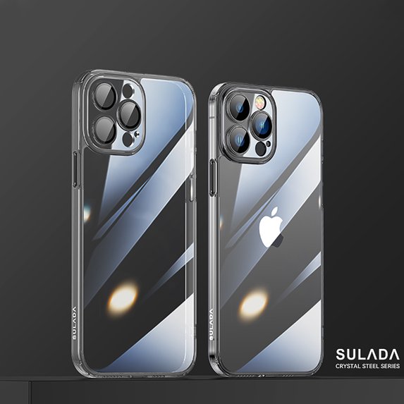 Nalacover For iPhone 12 Pro Ultra Slim Clear Case,Luxury Crystal Transparent PC Bumper Shockproof Dust-proof Glass All-in-one Camera Lens Protector Fit Cover.For iPhone 12 Pro,Black