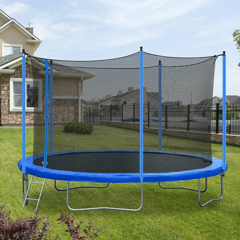 12FT Outdoor Trampoline Seizeen Heavy Duty Trampoline with Enclosure Net and Spring Pad Large Trampolines Thickened for Kids Jumping All Weather