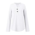 thumbnail image 4 of MHFRRA Camisa de Manga Larga con Cuello En V y Botones para Mujer, Blusa Informal para Otoño e Invierno, Cómoda, de Tela Suave, Elegante, para Uso Diario. Blanco, 4 of 7