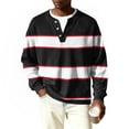 thumbnail image 6 of Nokdvo Long Sleeve Waffle Shirt Men Trendy Striped 1/4 Button Up Henley Casual Shirt Fall Winter Quilted Knit Solid Color Loose Sweaters,Black L, 6 of 6