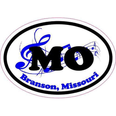 3in x 2in Oval Music Branson Missouri Sticker Vinyl Ozark Luggage Stickers